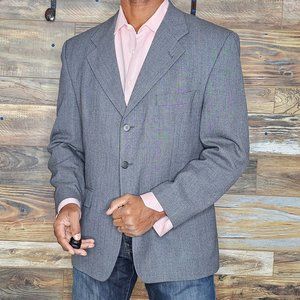 Jeff Banks London Wool Blend Gray Blazer Sport Jacket Size 42S